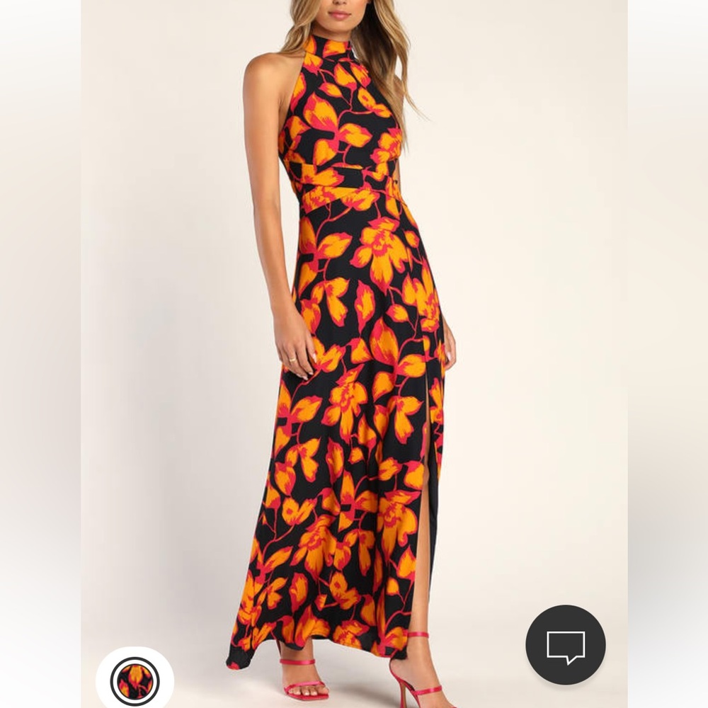 Orange and Pink Topical Floral Dress